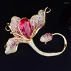 Brooches Copper Inlaid Zircon Magnolia Flower Brooch Heavy Industry Suit Dress Pin Creative Elegant Wedding Coat Corsage