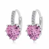 Stud Earrings Luxury Pink Love Heart Hoop For Women Fairy Rhinestone Accessories Lady Fashion Jewelry Gift Girl