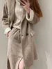Designer Women Wool Brunello Autumn and Spring Double-breasted Cashmere Coats Jacket Long Sleeve Cardigan