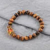 STRAND IMITATIE Tiger Eye 8mm ronde kraal elastische armband legering kroon natuursteen voor homme/femme sieraden vintage armbandenbangles