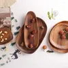 Tallrikar Creative Home Loveslickness Träfrukträtter Trästefat te Tray dessert middag frukostplatta fast bordsartiklar