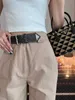 Women's Pants & Capris designer new classic triangle micro label belt fashionable versatile thin wide leg trousers 50W5
