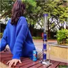 Smoking Pipes 14Mm Female Jointseparated Tube With Triple Perc Percolator Hookahs Glass Bong Zinc Alloy Led Bottom Dab Rig Glow In T Dhkai