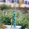 Smoking Pipes 14Mm Female Jointseparated Tube With Triple Perc Percolator Hookahs Glass Bong Zinc Alloy Led Bottom Dab Rig Glow In T Dhkai