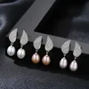 Parel Dangle Oorbellen S925 Zilver Micro Set Zirkoon Engelenvleugels Oorbellen Europese Vrouwen Vintage Oorbellen Valentijnsdag Cadeau Bruiloft Feest Prachtige Sieraden SPC