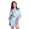 Ropa de dormir para mujeres para mujeres de túnica larga estampado pavo real kimono bata de bañera novia dama de honor túnica de boda vestida de ropa sexy cárdigan