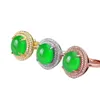 Wedding Rings Fashion Women Four Claw Egg Shape Green Crystal Ring Simple Inlay Zircon Adjustable Elegant Jewelry