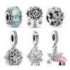 Charms 925 Sterling Sier Winter Series Snowflake Charm Blue Glass Beads Snowball Angel Pendant Pandora Armband Womens Jewelry C Dhruy