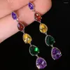 Boucles d'oreilles gouttes d'eau colorées aiguille d'oreille luxueuse pour les femmes CZ boucle d'oreille longue gland bijoux cadeau Pendientes