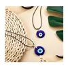 Подвесные ожерелья 30 -мм турецкий синий злой глаз Ожерелье Стеклянная кожаная веревка