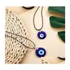 Pendentif Colliers 30mm Turc Bleu Evil Eye Collier Verre Cuir Corde Chaîne Pour Femmes Hommes Mode Bijoux Drop Livraison Pendentifs Dhmi9