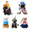 Katzenkostüme Haustier Hund lustige Kleidung Hunde Cosplay Kostüm Halloween Weihnachten komische Outfits mit Perücken Set Festival Party Kleidung