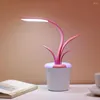 Table Lamps Clivia Shaped LED Night Light USB Rechargeable Foldable Children Reading Lamp Portable Colorful Desk