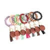 Keychains Lanyards Tassel Beaded Wooden Bracelet Diy Wood Key Rings With Fringe Keychain for Women Drop Delivery Fashion Accessorie DHWKR