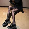 Kadın Çorap Lolita Fishnet Desenli Pantyhose Kawaii Çiçek Dikey Çizgili İçi Boş Örme Taytlar Harajuku Prenses Çorap L5YB