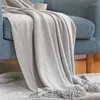 Blankets Chunky Knit Blanket Grey Nordic Waffle Plaid Sofa Throw Office Travel Tapestry Bedspread Bed Cover Home Textile