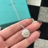 Luxury Yellow Gem Necklace Diamond Flower Designer Jewelry Fashion Love Necklaces For Women Platinum Chain T 925 Silver With Box Top