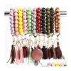 Keychains Lanyards Tassel Beaded Wooden Bracelet Diy Wood Key Rings With Fringe Keychain for Women Drop Delivery Fashion Accessorie DHWKR