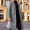 Men's Wool S-3XL Winter Men Coats Woolen Solid Long Sleeve Jackets Fleece Overcoats Streetwear Fashion Trench Outerwear