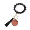 Keychains Lanyards Tassel Beaded Wooden Bracelet Diy Wood Key Rings With Fringe Keychain for Women Drop Delivery Fashion Accessorie DHWKR