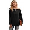 Women's Blouses Spring And Fall Women'S One-Word Neck Pullover Solid Color Sexy Off-The-Shoulder Play Pull Long Sleeve Chiffon Shirt