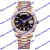 Montre pour hommes de haute qualité 2813 montre mécanique automatique 228345RBR 40mm cadran en diamant noir or rose montre-bracelet en acier inoxydable affichage du calendrier 228348 montres