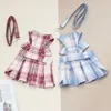 Dog Collars Pet Harness Dress Summer Big Bow Adjustable Cotton Dogs Leash Set For Small Yorkshire Pets Puppy Vest Clothes