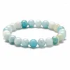 Strand 6/8/10mm Round Ball Healing Reiki Stone Blue Quartz Natural Amazonite Wristband Bracelets Women Male