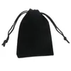 Mücevher Torbaları Siyah Akıllı Kumaş Torbaları/Drawstring Velvet Çanta Drawstring Mücevher Hediyesi 150 PCS 3x4 inç