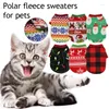 Kattdräkter varma husdjurskläder för små medelstora hundar vinter jul tröja kläder fleece coat tecknad tryck