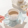 Kubki Pearl Ceramic Coffee Cup i spodek Stylna wysokiej jakości Mały Wyśmienity angielski popołudniowy herbata Europejska wysoka wygląd