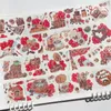 Confezione regalo Nastro adesivo Washi per olio speciale in PET con fiori rossi vintage al cioccolato Nastro adesivo per diario Adesivi decorativi per scrapbooking fai-da-te