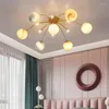 Tavan Işıkları Nordic Led Uzay Gezegen Avizeleri Çocuk Odası Yatak Odası Lambalar Sıcak ve Romantik Cam Parlak Dekor Işık Fikstür