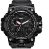 Smael Men Sports WatchesデュアルディスプレイデジタルLED電子Quartzリストウォッチ防水水泳軍事時計265s