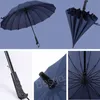 16K Strong Windproof Solid Color Pongee Umbrellas Long Straight Handle Umbrella Rainbow Men Women Sunny Rainy Bumbershoot BH4792 TQQ