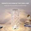 Lámparas de mesa, lámpara de cristal de pétalo de rosa española, barra de dormitorio con carga Usb, Red de diamantes atmosféricos, luz Led de noche roja para cabecera