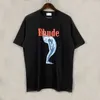 T-shirt da uomo Rhude X Mclaren T-shirt pullover con risvolto ricamato con lettera 1 e manica corta da donna S-xl 895