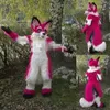 Halloween Sexy Fursuit Long Fur Red Husky Mascot Costume Suit Adult Wolf Fox Dog Costume Party Game Dress Girls Costume