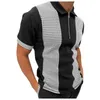 T-shirt da uomo Feitong For Men Casual Patchwork Plaid Zipper Colletto rovesciato Swallow Gird Splice Luxury Male Tee Top