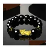 Perles Bonne Chance Richesse Brins Bracelets Perles D'obsidienne Noire Pixiu Bracelet Feng Shui Prospérité Pi Xiu Pour Hommes Femmes Bijoux Cadeau Dh9Fo