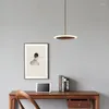 Pendant Lamps Solid Walnut Light Modern Wood Lighting Led Ring Single Lamp Dinning Table Lampara Madera Lampe Bois