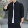 Men's Casual Shirts Shirt Men's Cotton Japanese Tooling Mid-Sleeve All-Match Trend Top