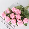 Искусственные розовые цветы одиночный стебель фальшивый шелковый цветок розы для домашнего сада свадебные центральные украшения