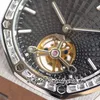 JCF JCF26521 MENS WATM Extra cienkie A2924 Automatyczne tourbillon 41 mm bagietka diamenty ramki czarne tapisserie det balerię stalową Bransoletę Super edycja