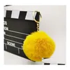 Nyckelringar 8 cm Pompom Bag Keychain Car Keyring Gold Color Chains Pompons Fake Faux Rabbit p￤ls Charms Chain Diy Pom Poms Balls Women D Dhudb