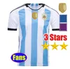 22 23 3 gwiazdki Argentyna Koszulki piłkarskie J.Alvarez Dybala di Maria Kun Martinez Maradona Football Shirt Fan Wersja Wersja Men Kit Kit Sets Sets Mundurs