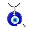 Подвесные ожерелья 30 -мм турецкий синий злой глаз Ожерелье Стеклянная кожаная веревка