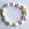 Strand 2023 Fashion Real Baroque Natural Freshwater Pearl Near Round Charm Bracelets For Women Gift Jewelry