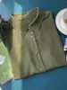 Women's Blouses Women Silk Army Green Blouse 2022 Turn-Down Collar Half Open Buttons Soft Ladies Office Wear Short Sleeve Shirt And Top