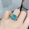 Cluster Rings Megin D Silver Stone Toumaline Emerald Luxury Full Oval Zircon Vintage Boho Retro For Women Wedding Par Gift Jewelry